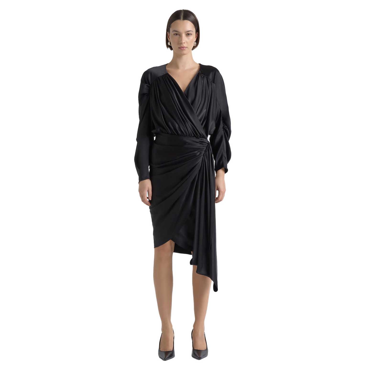 Cue Satin Drape Mini Dress